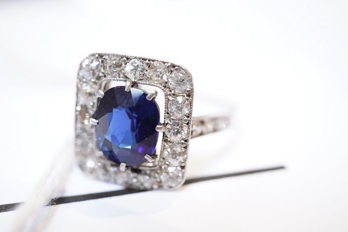 An Art Deco sapphire and diamond ring, 1920s